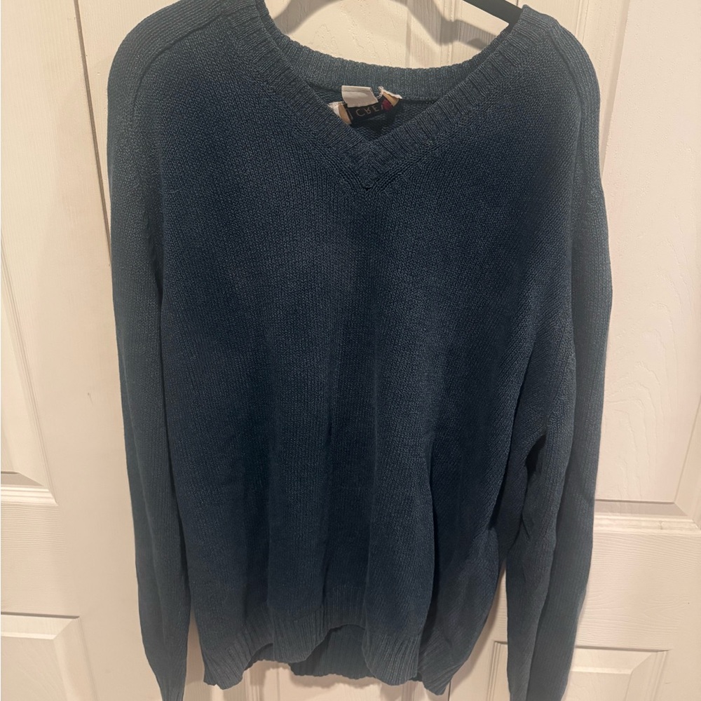 J. Crew Men's Deep Green V-Neck Sweater XL